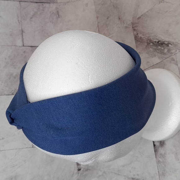Denim Turban Headband, Blue stretch Jeans headband - Picture 5 of 5